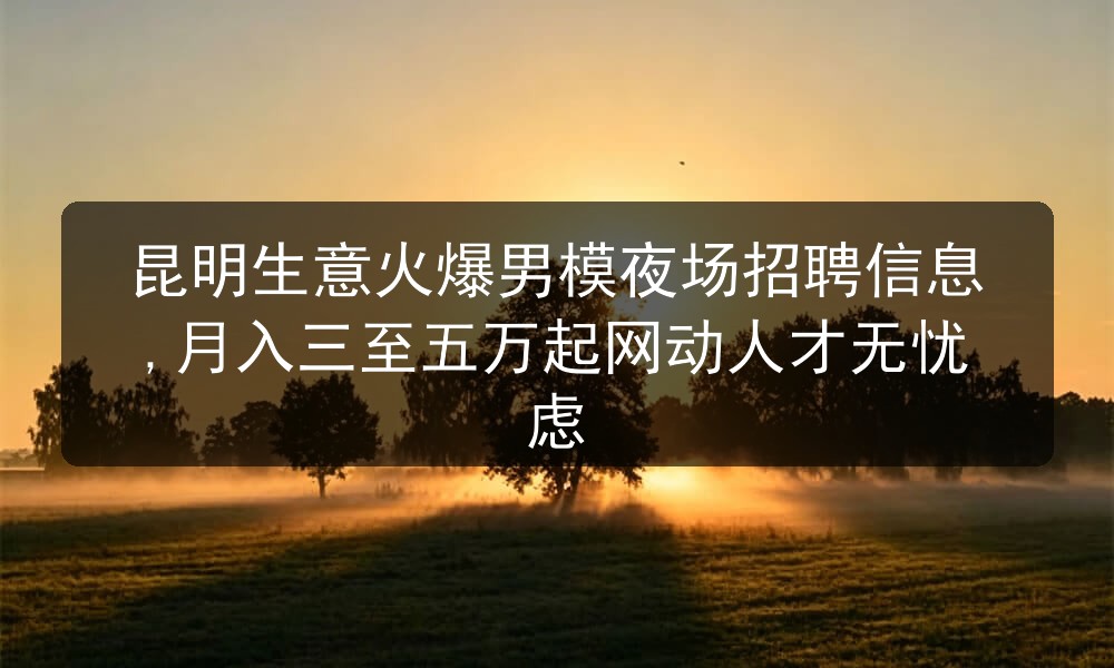 昆明生意火爆男模夜场招聘信息,月入三至五万起网动人才无忧虑职位封面